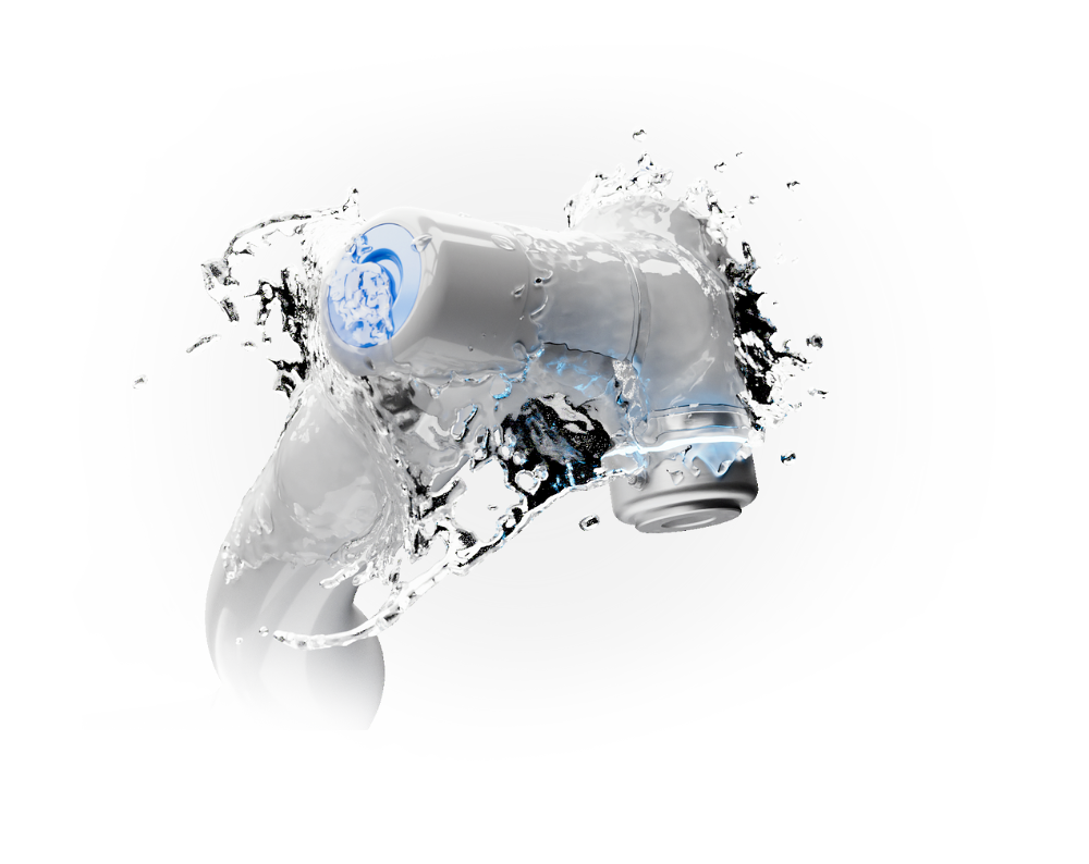 Delta industrial cobot undergoing a water resistance test, demonstrating IP66 certification for durability in automated production and factory automation environments.\u000b