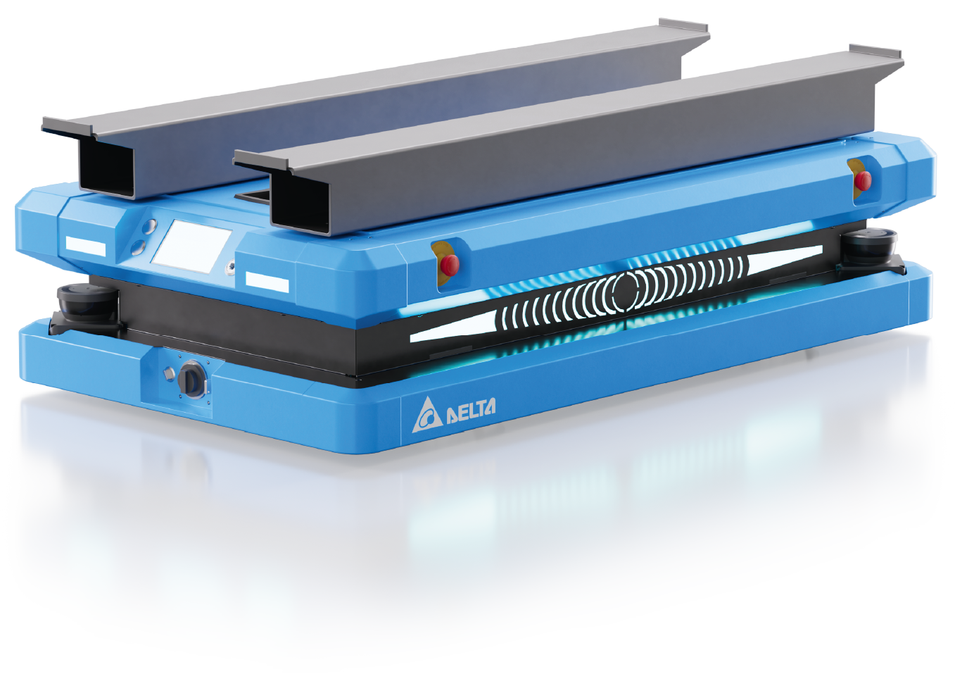 Delta industrial cobot undergoing a water resistance test, demonstrating IP66 certification for durability in automated production and factory automation environments.\u000b